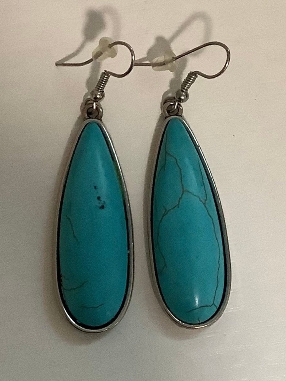 Turquoise Teardrop Dangle Earrings - Unbranded